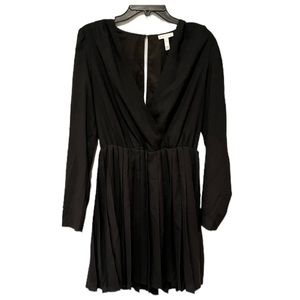 LEITH LBD Little Black Dress Long Sleeve Black Dress with Ruffle Skirt Size Med